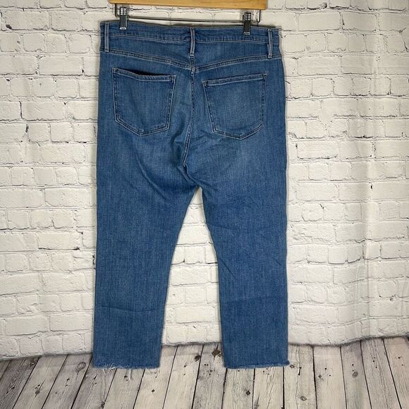 Frame Jeans Le Beau Crop Distressed Straight Raw Hem size 28 - Picture 6 of 11